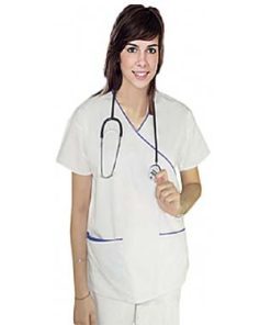 Top mock wrap 3 pocket half sleeve solid