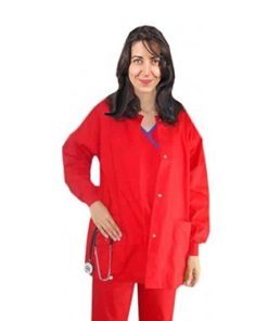Scrub Jacket 3 pocket solid full sleeve unisex with rib and snap button