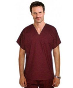 Top v neck 1 pocket unisex reversible solid top half sleeve